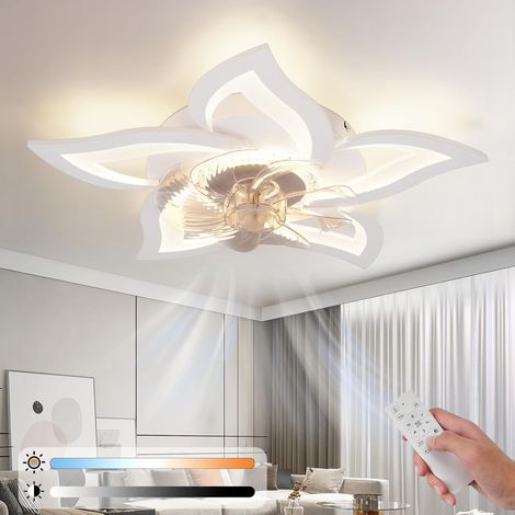 LED Deckenventilator Mit Beleuchtung -GBLY Modern Deckenleuchte mit Ventilator Leise 48W Fernbedienung Dimmbar 3 Farbtemperatur 6-Gang Timer Weiß Ventilator Lampe für Jugendzimmer Kinderzimmer (1/5)