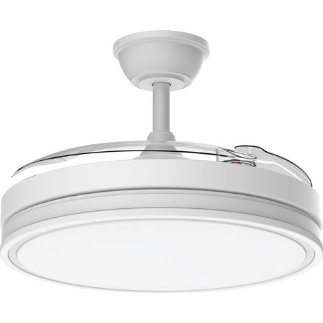 106cm Ventilateur Plafond Rétractable et Silencieux avec Lumière LED  6 vitesses, télécommande, éclairage LED à 3 températures de couleur, finition blanche, pour salon et chambre (1/5)