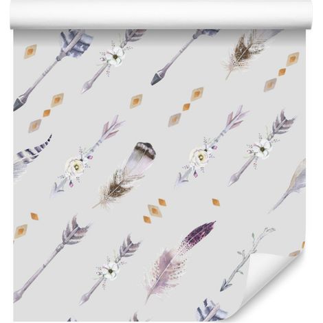Carta da parati con frecce in stile boho per soggiorno e camera da letto, 50x1000 cm (1/5)