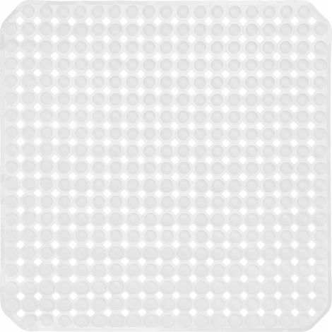 Alfombra de baño cuadrada antideslizante para plato de ducha BABEL 53 x 53 cm, ventosas, color blanco, círculos (1/2)