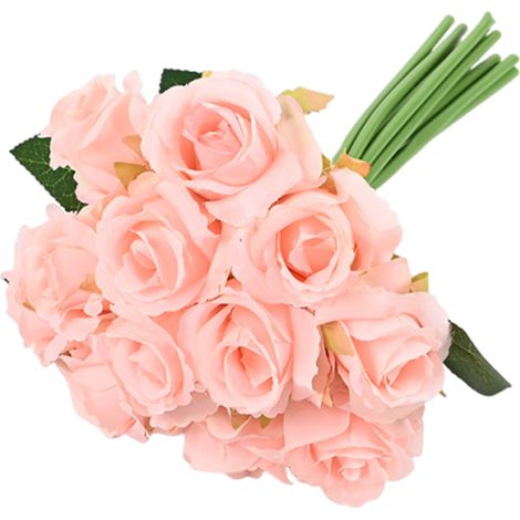 12 Roses artificielles, tige flexible en fil de fer, fleurs en soie et latex, décoration mariage, fête, maison (1/5)