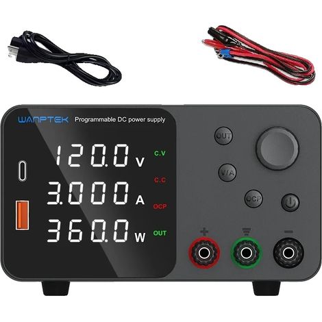 Fuente de alimentación de laboratorio, carga rápida USB-A/Tipo-C, voltaje ajustable, TPS1203 (1/2)