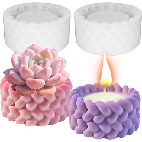 Set di 2 stampi riutilizzabili in silicone per lumini, facili da sformare, per candele profumate, gesso, progetti fai da te (1/5)