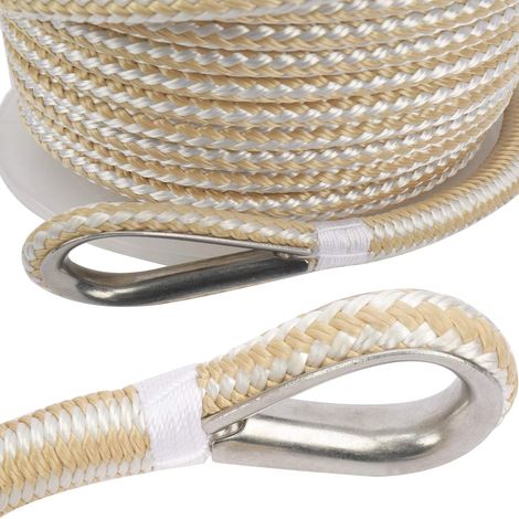 Marine double-braided nylon anchor rope, platinum dock rope, shipyard rope, mooring line, marine accessories - platinum 3/8100ft - platinum (1/4)