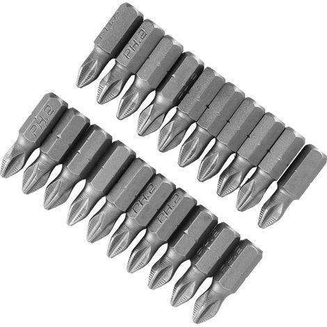Jeu de 20 embouts de tournevis électriques antidérapants en acier S2, cruciformes magnétiques PH2 x 25 mm (1/5)