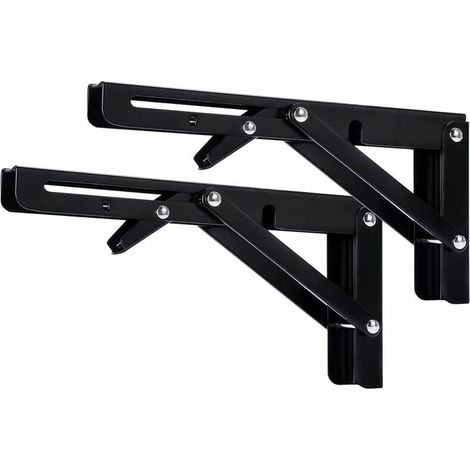 Support d'étagère pliable 300 mm, support mural pliable robuste, support pliable noir pour étagère de table ou murale