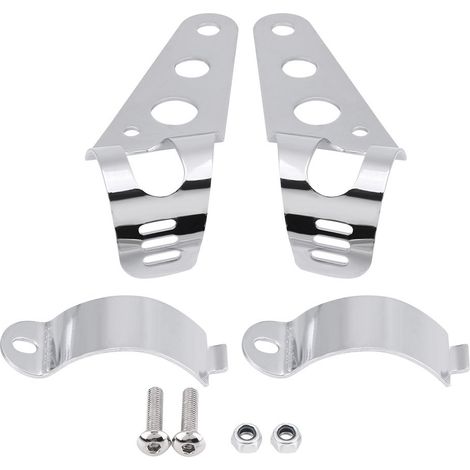 Jeffergarden 1 paire de supports de phare de moto en acier inoxydable Support de support universel (argent) (1/4)