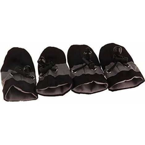 Hundesocken und -schuhe, 4er-Pack, Hunderegenstiefel, wasserdichte Stiefel, weiche, rutschfeste Schuhüberzüge, reflektierendes Design für Hunde, Welpen, Haustiere (Schwarz 3) (1/3)