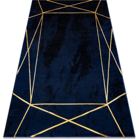 Exklusiv EMERALD Teppich 1022 glamour, stilvoll geometrisch dunkelblau / gold blue 280x370 cm