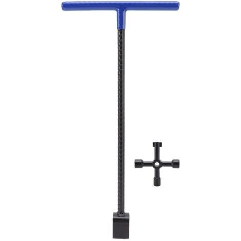 Clé de Compteur D'eau, Outil D'arrêt D'eau de 16 Pouces Clé de Compteur D'eau à Poignée en T avec Clé Multifonctionnelle à 4 Voies pour Vanne D'arrêt D'eau Principale(Bleu) (1/4)