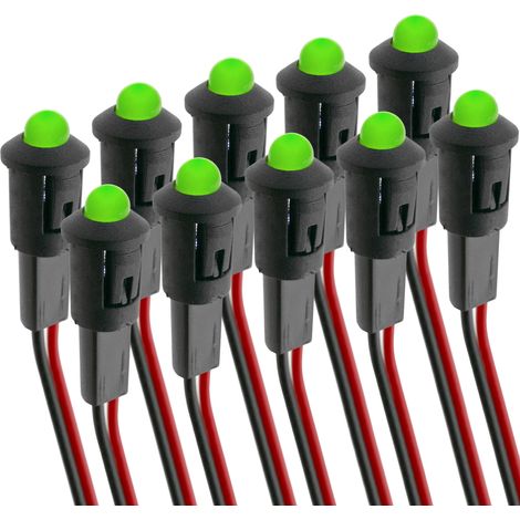 BeMatik - Lampe voyant LED 8mm 12VDC Pilote de couleur vert 10-pack (1/4)