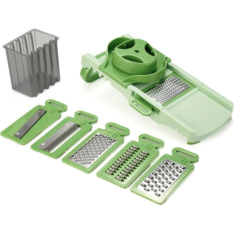 Trancheuse de cuisine multifonctionnelle avec boîte de rangement et six lames en une (1/4)