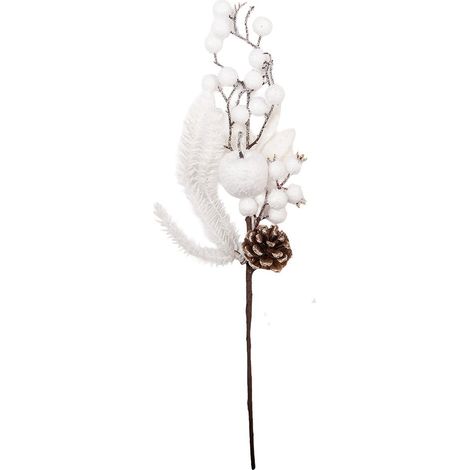 Branche Décorative de Noël en Plastique Blanc pour Décoration Intérieure 9 x 7 x 45 cm - PANGIVO