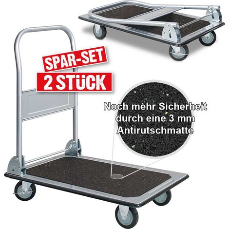 BRB Lot de 2 chariots de transport pliants L x l x H 910 x 610 x 870 mm (1/3)