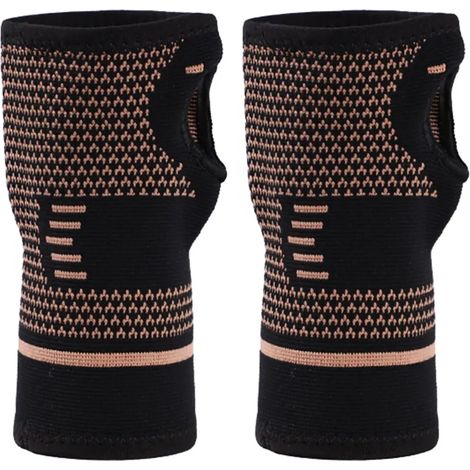 Bande de poignet en cuivre, lot de 2, soutien articulaire pour sport, fitness, musculation, haltérophilie, taille M, compression, stabilisation, protection des poignets, bandage ajustable. (1/4)
