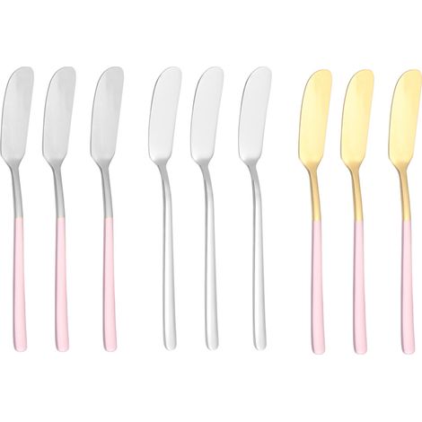 Couteau À Beurre - Acier Inoxydable - Pour Tartiner Beurre Fromage Confiture - 16,9 x 1,9 cm - Lot De 9 (1/5)
