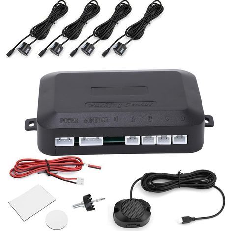 Longzhuo Radar de recul Voiture,Alarme de Recul Capteur de Stationnement Kit avec Bibi Buzzer Alarme et 4 Capteurs,12V Radar de recul Voiture sans Fil, Noir (1/5)