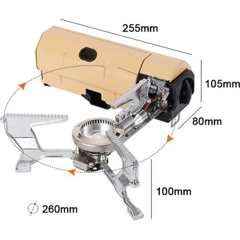 Réchaud de camping portable à cassette, pliable, à gaz, fonctionnant au butane, 2600 W, avec sac de transport, allumage électronique, pour la cuisine en extérieur. (1/5)