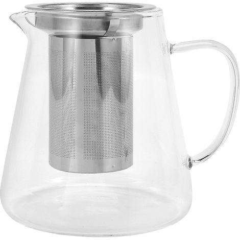 Théière en verre avec infuseur amovible en acier inoxydable pour thé en vrac, bouilloire et sous-verre infuseur inclus, 950 ml (1/5)