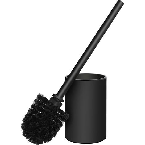 Toilet Brush, Stainless Steel Toilet Brush and Holder, Quick Drying Toilet Brush, Toilet Brush for Bathroom and Hotel (Black) (1/5)