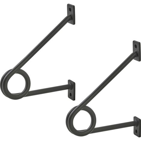 SOTECH Rundstabhalterung 120 x 150 x 20 mm für Garderobe & Küchenreling mit Stangen-Ø bis 30 mm, Schwarz matt pulverlackiert, 1 Paar