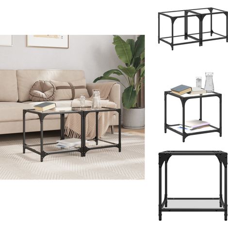 Couchtische mit Glasplatte 2 Stk. Transparent 40x40x40 cm Stahl - Couchtisch - Wohnzimmertisch - Glastisch - Esszimmertisch - Sidetable (1/5)