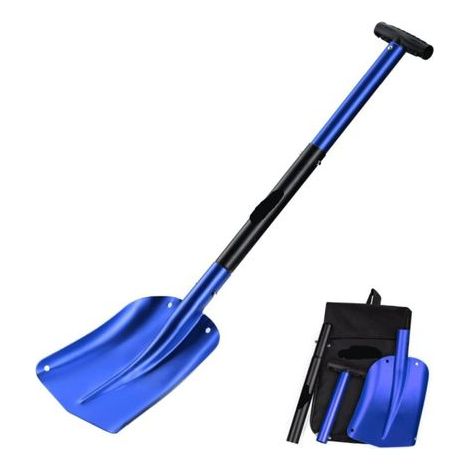 Bleu Pelle à Neige en Aluminium Réglable 3 Parties démontables avec Poche de Transport et Un grattoir de Voiture pour la Voiture d'hiver de Jardinage extérieur.