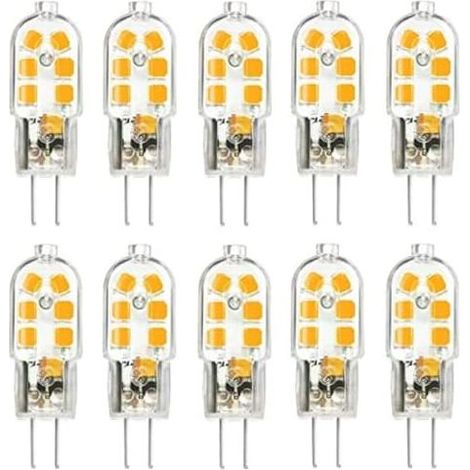 10 Pack Ampoule LED G4 1W économie d'énergie G4 LED 360° Angle de faisceau AC/DC 12V 250LM Blanc Chaud 3000K Chambre Salon Cuisine Cuisine Jardin