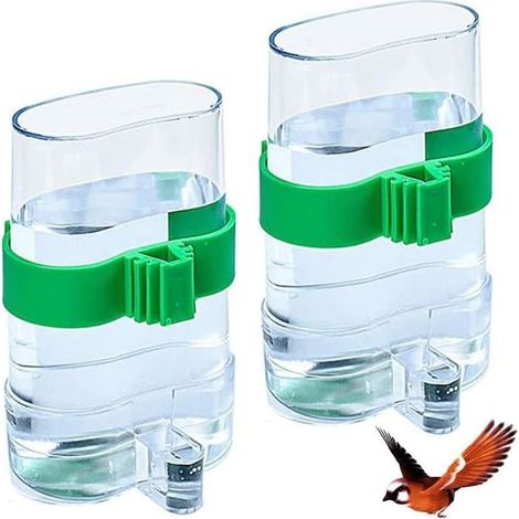 Bottiglia d'acqua in gabbia per uccelli, 2 pezzi mangiatoie automatiche per uccelli, abbeveratoio automatico per uccelli, 13.4 x 7.5 x 3.2 (1/5)