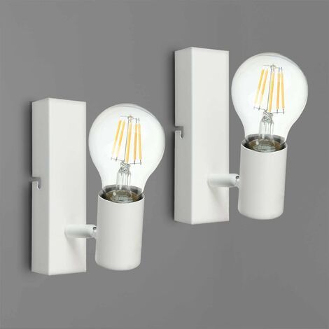 QAZQA Applique Murale Blanc, Orientable et Pivotant Moderne Plafonnier Spot, Douille E27, Industrielle Vintage Lumiere de Plafond pour Couloir Chambre Salon, Max. 60W, Sans Ampoule (Lot de 2)
