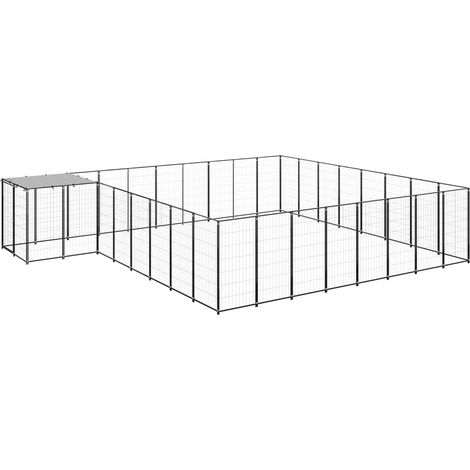 vidaXL Hundezwinger Schwarz 20,57 m² Stahl