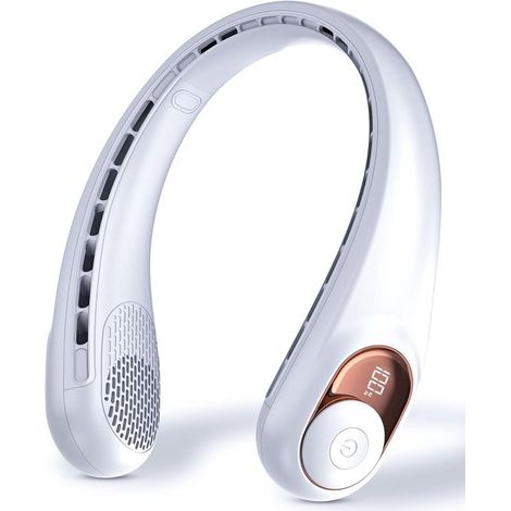 Ventilatore da collo,ventilatore personale con display a LED,ricaricabile tramite USB-C,batteria da 4000 mAh,viaggi e sport (Blu) (1/5)