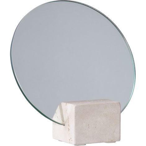 Bordspejl Spiegel Für Tisch Ø18cm beige Travertin.