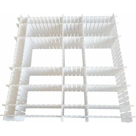 Drawer Organizer, 12 Units, Adjustable Drawer Divider Grid, Plastic Drawer Separators for Underwear, Socks, Belts, Office Supplies (White) (1/5)