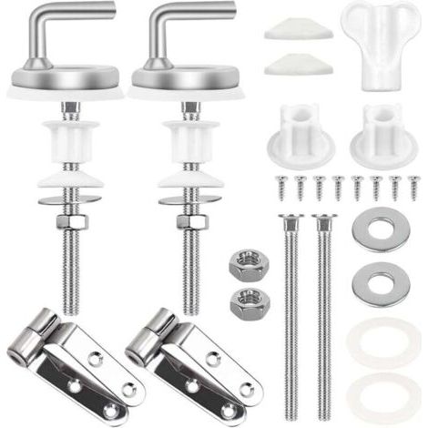 Lot de 2 Universel Fixation Abattant WC Toilettes à Charnière Fixations Attaches Charnière Abattant WC Toilette Charniere Abattant en Acier Inoxydable pour Sièges de Toilette en Résine de Bois (1/4)