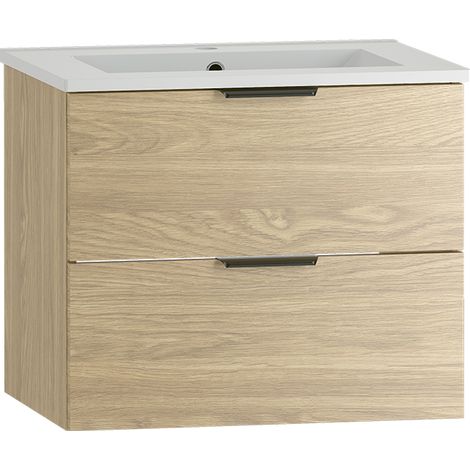 Meuble simple vasque encastrée 60cm Astrid Bois