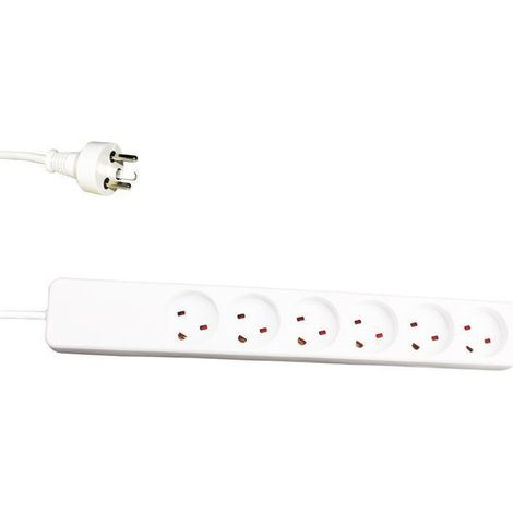 Multiprise Garbot Plast à 6 prises, 3 m, blanche, 24155124-3EE
