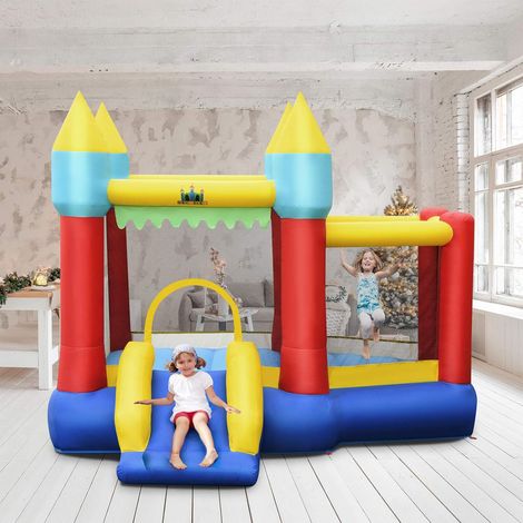 Château Gonflable avec Toboggan & Souffleur 450W Aire de Jeux Gonflable avec Maison de Saut & 100 Balles Charge Max 135kg de 3-10 Ans (1/2)