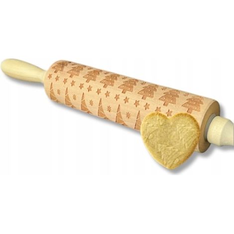 Rodillo decorativo navideño con diseño para galletas, árbol de Navidad grande de 35 cm (1/3)