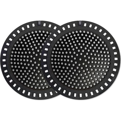 Juego de 2 filtros/rejillas/tapas para desagüe de ducha, protector de desagüe de piso de acero inoxidable con borde de silicona, negro. (1/5)