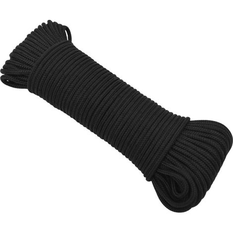 Corde de bateau, Corde de Chanvre, pour la Décoration, le Bricolage, le Jardinage Noir complet 3 mm 50 m Polypropylène OIB7607E (1/4)
