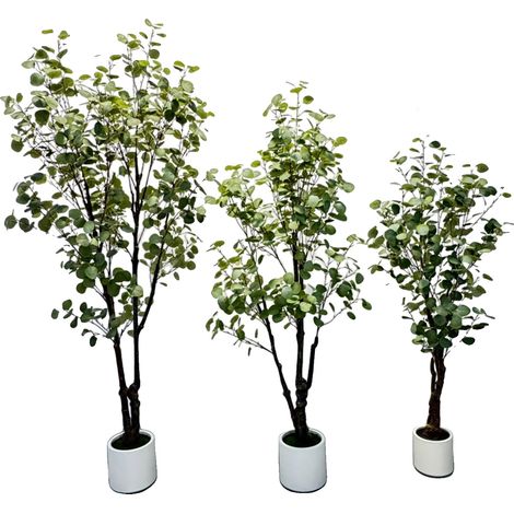 Arbre en Eucalyptus Artificiel, Lumières LED, Plante en Pot, Vert, 150cm (1/2)