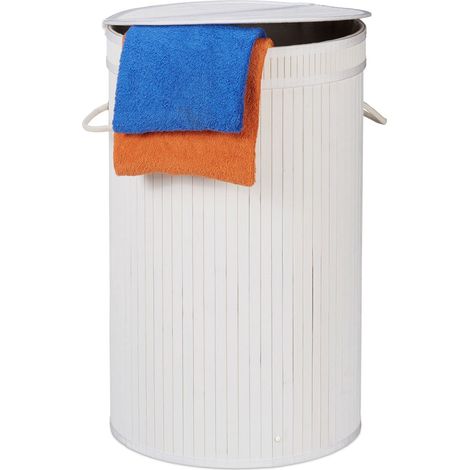 Cesta de ropa de bambu con tapa