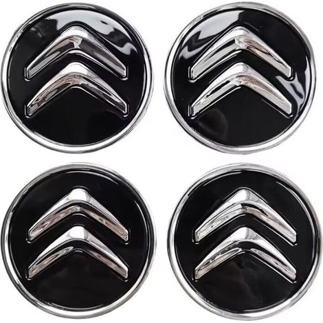 Satz mit 4 Radkappen für Citroën C1, C3, C4, C5, C6, DS3, Fregi-Leichtmetallfelgen mit Logo, 60 mm, Schwarz (1/4)