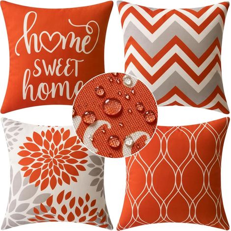 Lot de 4 Imperméables Housses d'oreillers Décoratives Housse de Coussin pour l'extérieur Imprimées pour Le Canapé Le Balcon Le Patio ou Le Salon (1/5)