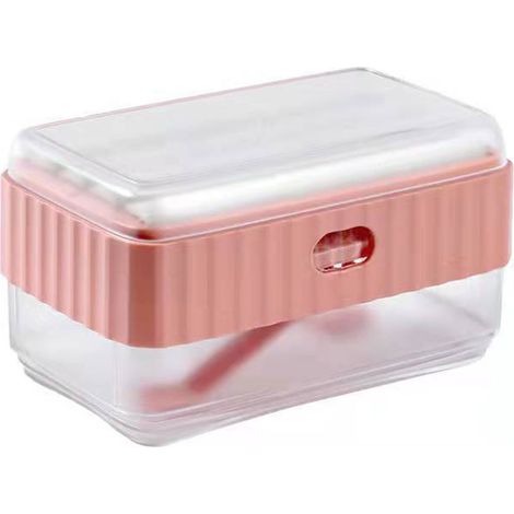Distributeur de savon mousse multifonction boîte décorative support écoulement rangement salle de bain rose (1/5)