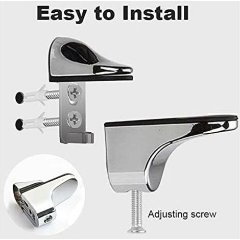 Support d'étagère en verre 4 pièces, étagère en verre de salle de bain réglable en alliage de zinc poli, adapté à une épaisseur maximale de 3 à 20 mm (1/3)