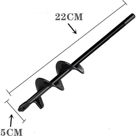 Perceuse. perceuse de sol pour l'installation de clôtures. perceuse à main. petite perceuse à barre de torsion. accessoires de jardin. ameublissement de plantation de fleurs (noir - diamètre 5 cm x lo (1/4)
