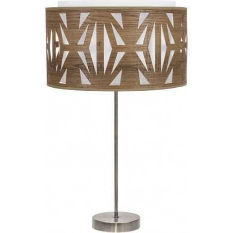 Sobremesa Alto Katerina 1xe27 Cuero/madera Oscura 61x30x30 Cm
