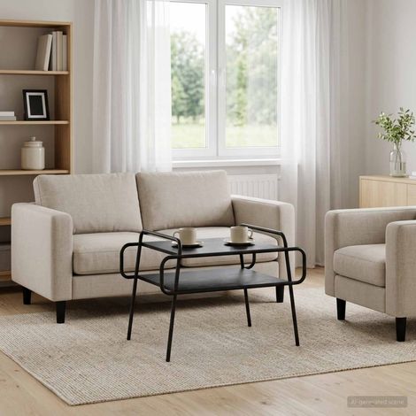 vidaXL Mesa de centro Roble Negro 70 x 50 x 51 cm Madera de ingeniería (1/5)
